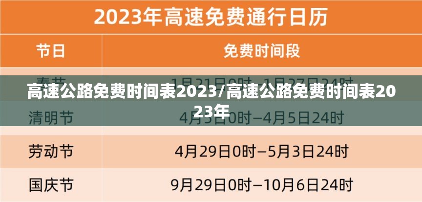 高速公路免费时间表2023/高速公路免费时间表2023年