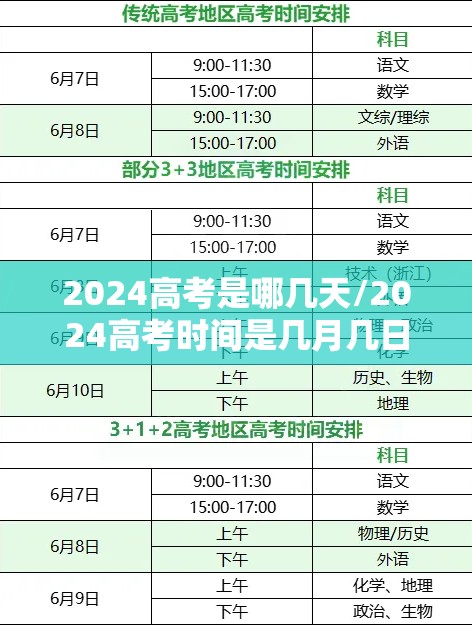 2024高考是哪几天/2024高考时间是几月几日?
