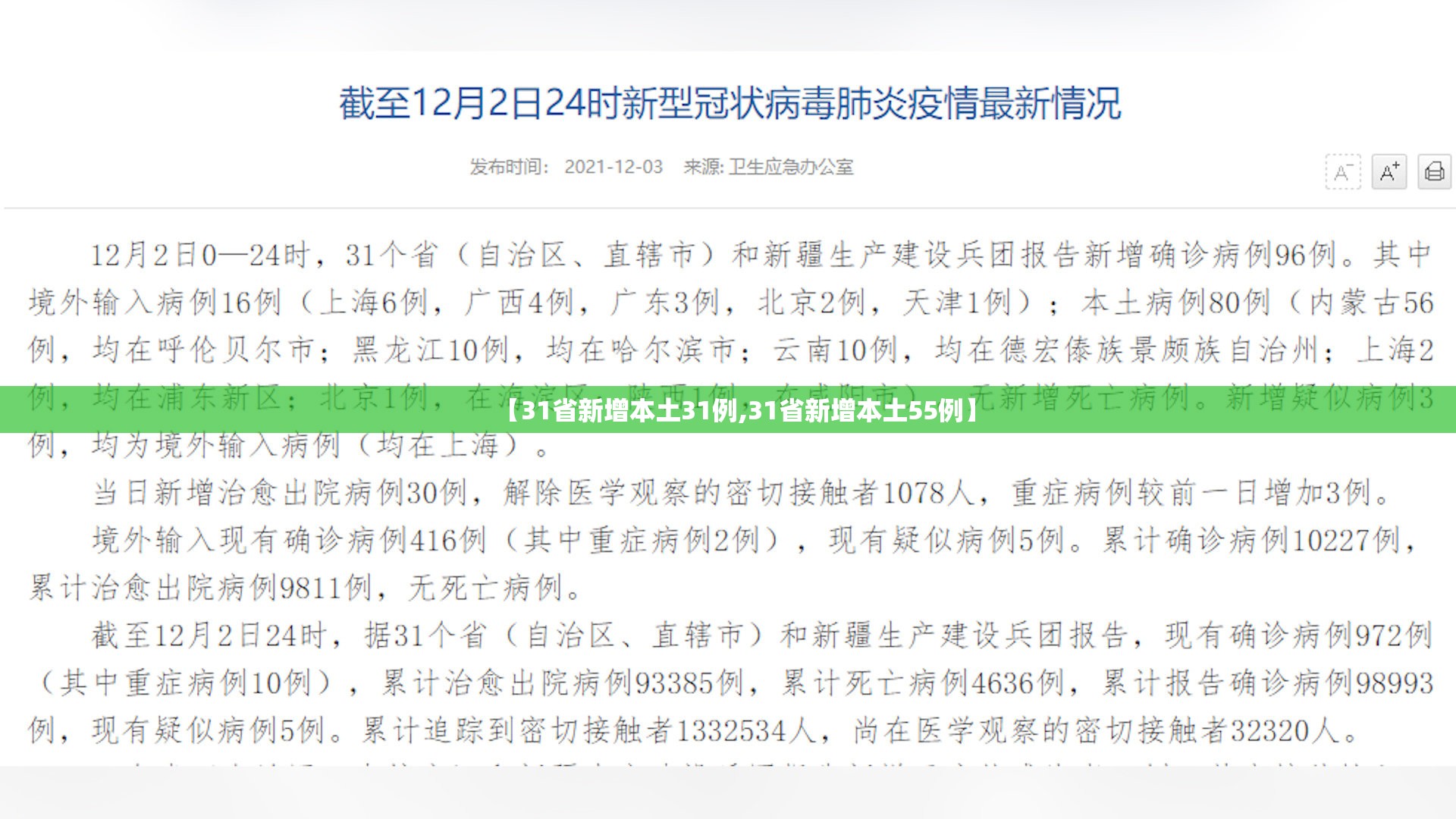 【31省新增本土31例,31省新增本土55例】 【31省新增本土31例,31省新增本土55例】