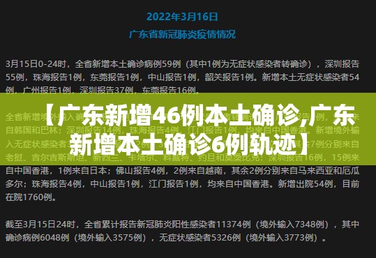 【广东新增46例本土确诊,广东新增本土确诊6例轨迹】 【广东新增46例本土确诊,广东新增本土确诊6例轨迹】