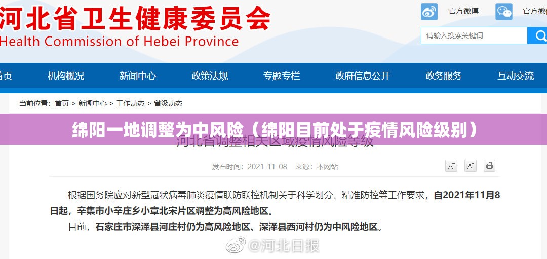 绵阳一地调整为中风险（绵阳目前处于疫情风险级别）