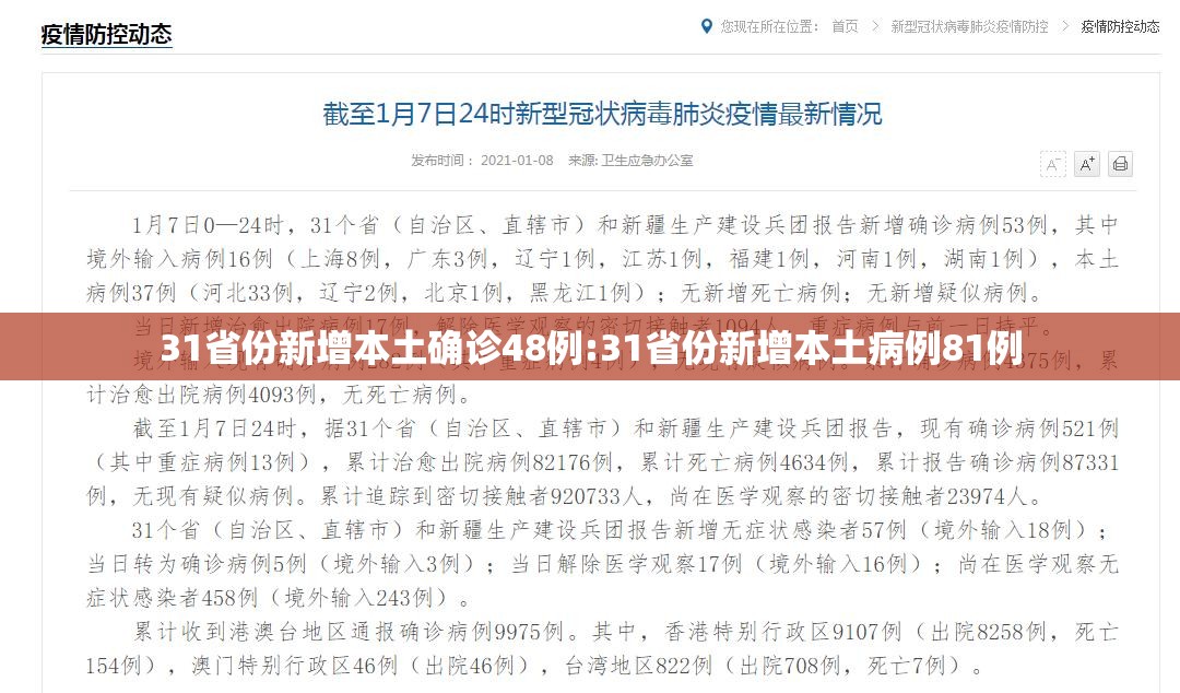 31省份新增本土确诊48例:31省份新增本土病例81例 31省份新增本土确诊48例:31省份新增本土病例81例