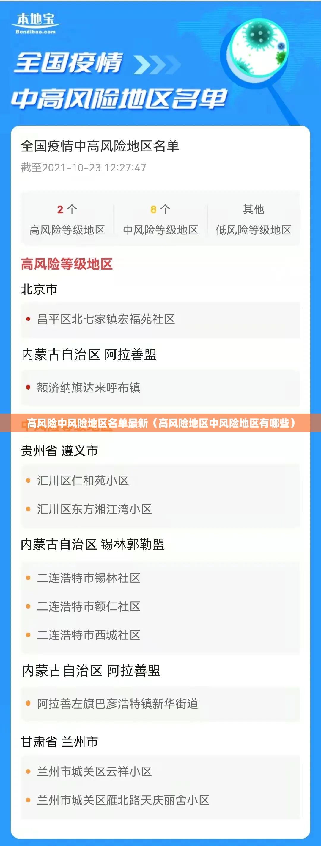 高风险中风险地区名单最新（高风险地区中风险地区有哪些）