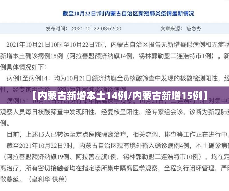 【内蒙古新增本土14例/内蒙古新增15例】 【内蒙古新增本土14例/内蒙古新增15例】
