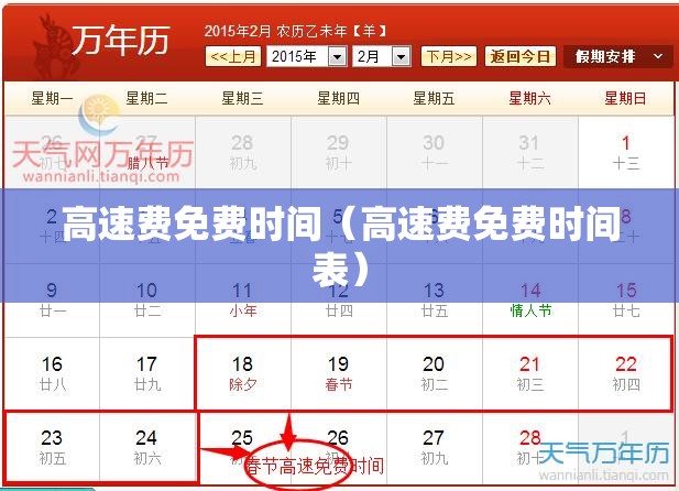 高速费免费时间（高速费免费时间表）