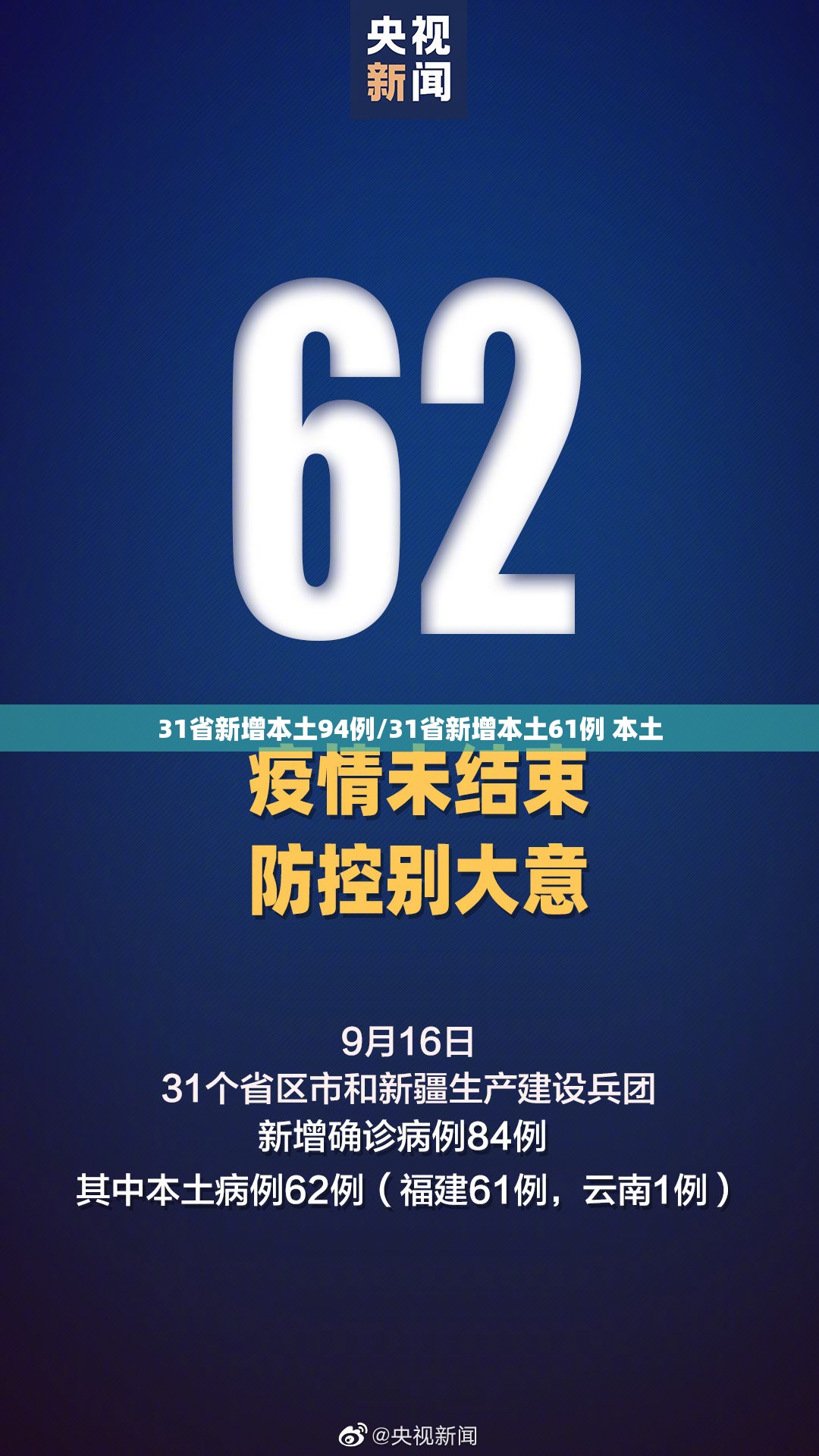 31省新增本土94例/31省新增本土61例 本土