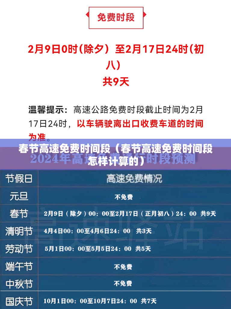 春节高速免费时间段(春节高速免费时间段怎样计算的) 春节高速免费时间段(春节高速免费时间段怎样计算的)