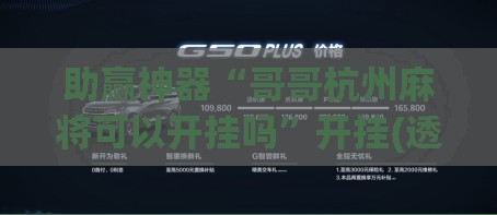 助赢神器“哥哥杭州麻将可以开挂吗”开挂(透视)辅助神器