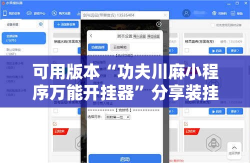 可用版本“功夫川麻小程序万能开挂器”分享装挂详细步骤