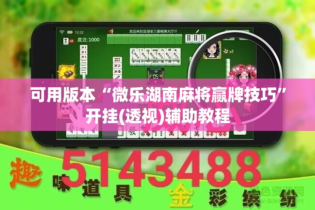 可用版本“微乐湖南麻将赢牌技巧	”开挂(透视)辅助教程