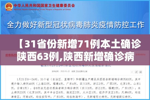 【31省份新增71例本土确诊陕西63例,陕西新增确诊病例323例】 【31省份新增71例本土确诊陕西63例,陕西新增确诊病例323例】