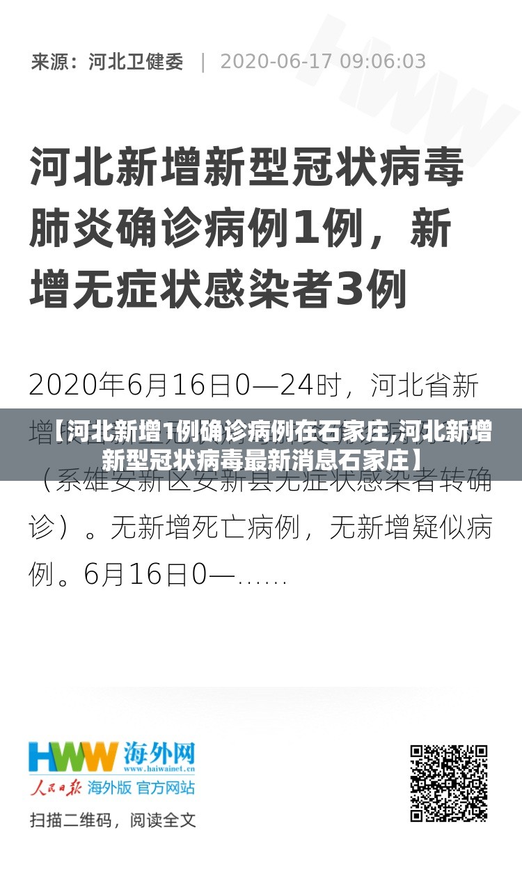 【河北新增1例确诊病例在石家庄,河北新增新型冠状病毒最新消息石家庄】 【河北新增1例确诊病例在石家庄,河北新增新型冠状病毒最新消息石家庄】