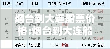 烟台到大连船票价格:烟台到大连船票价格表和时间表 烟台到大连船票价格:烟台到大连船票价格表和时间表