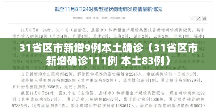 31省区市新增9例本土确诊(31省区市新增确诊111例 本土83例) 31省区市新增9例本土确诊(31省区市新增确诊111例 本土83例)