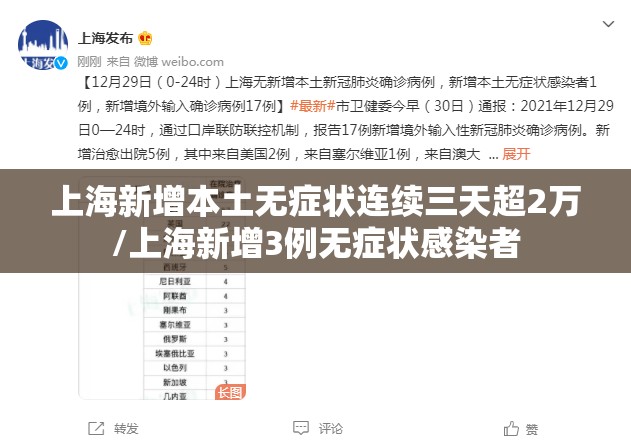 上海新增本土无症状连续三天超2万/上海新增3例无症状感染者 上海新增本土无症状连续三天超2万/上海新增3例无症状感染者