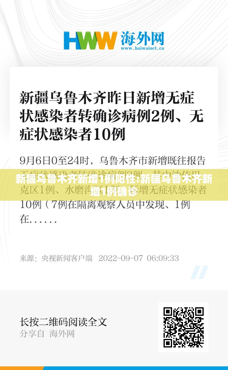 新疆乌鲁木齐新增1例阳性:新疆乌鲁木齐新增1例确诊 新疆乌鲁木齐新增1例阳性:新疆乌鲁木齐新增1例确诊