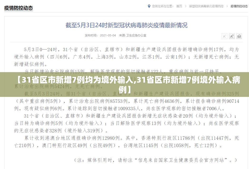【31省区市新增7例均为境外输入,31省区市新增7例境外输入病例】 【31省区市新增7例均为境外输入,31省区市新增7例境外输入病例】