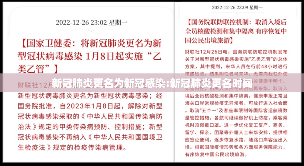 新冠肺炎更名为新冠感染:新冠肺炎更名时间 新冠肺炎更名为新冠感染:新冠肺炎更名时间