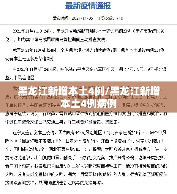 黑龙江新增本土4例/黑龙江新增本土4例病例 黑龙江新增本土4例/黑龙江新增本土4例病例