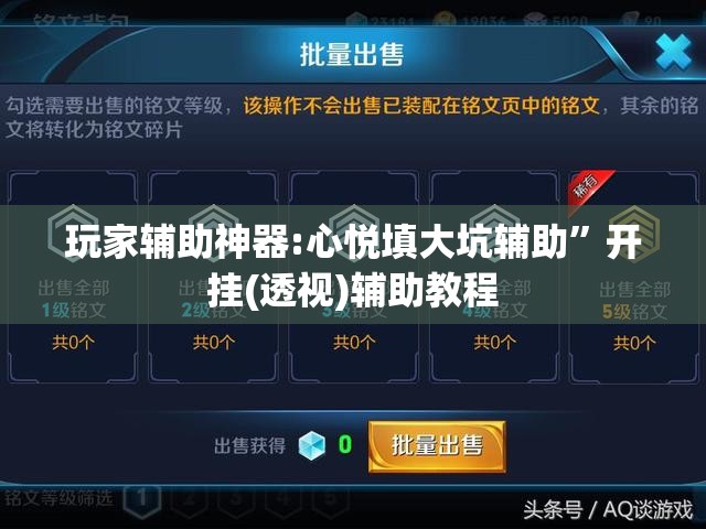 玩家辅助神器:心悦填大坑辅助”开挂(透视)辅助教程