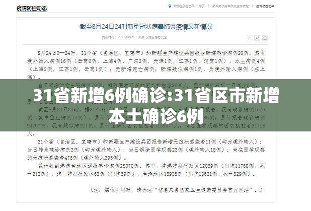 31省新增6例确诊:31省区市新增本土确诊6例