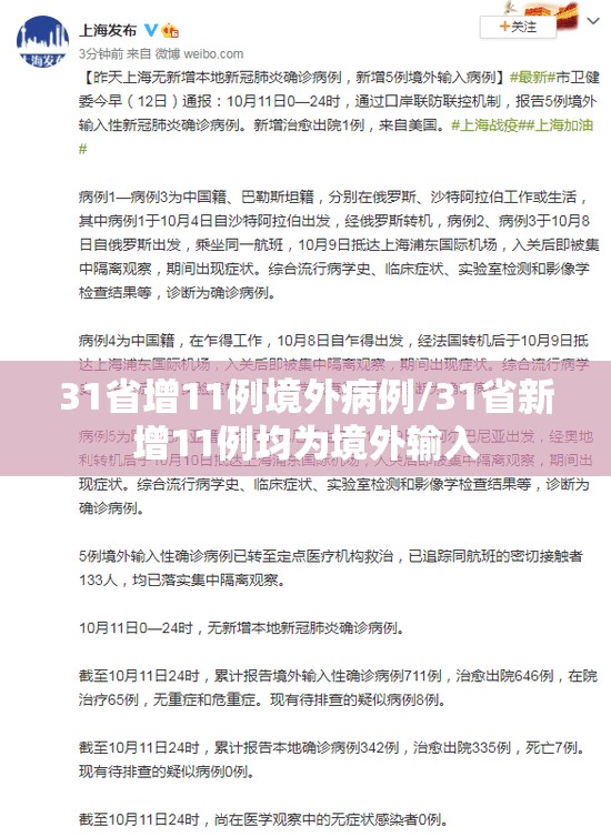 31省增11例境外病例/31省新增11例均为境外输入 31省增11例境外病例/31省新增11例均为境外输入