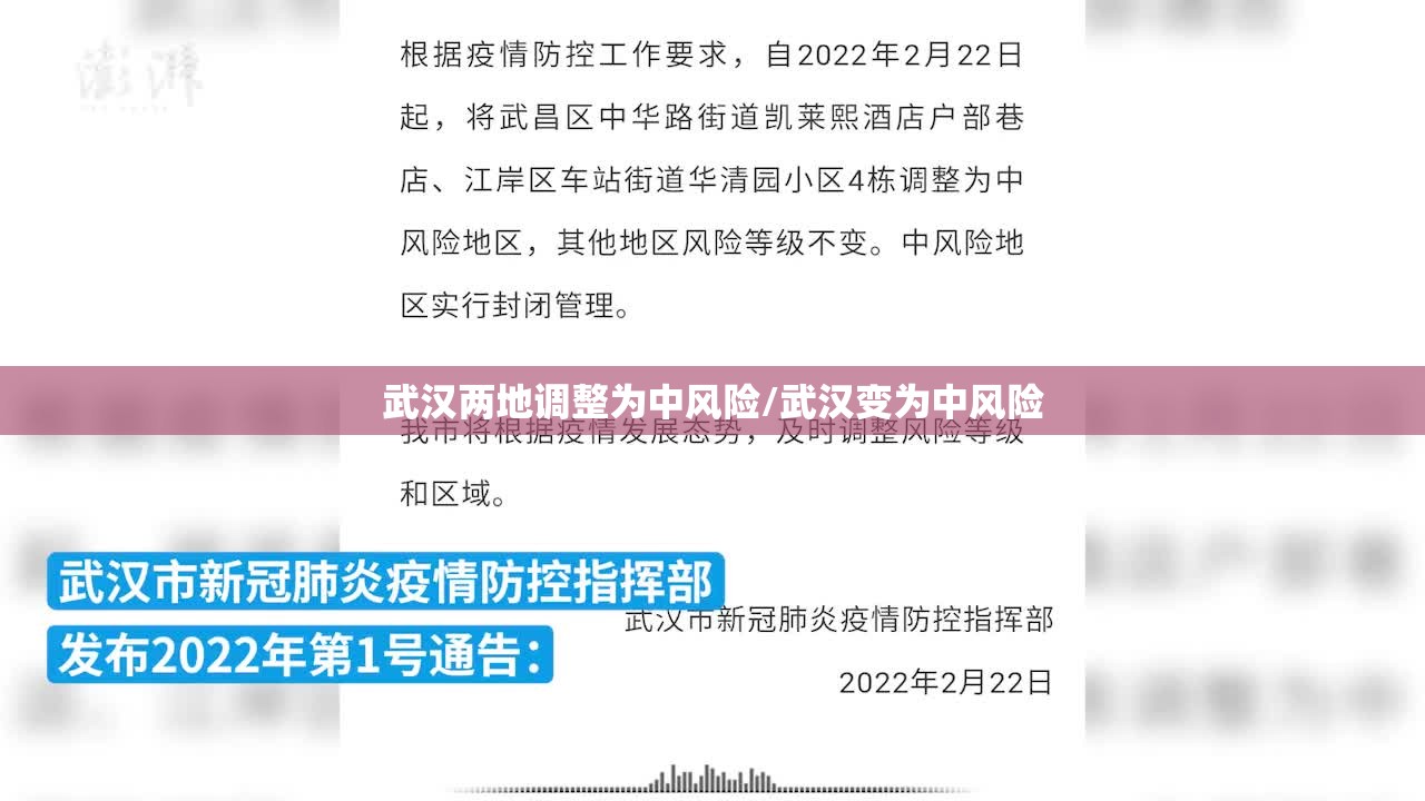 武汉两地调整为中风险/武汉变为中风险 武汉两地调整为中风险/武汉变为中风险