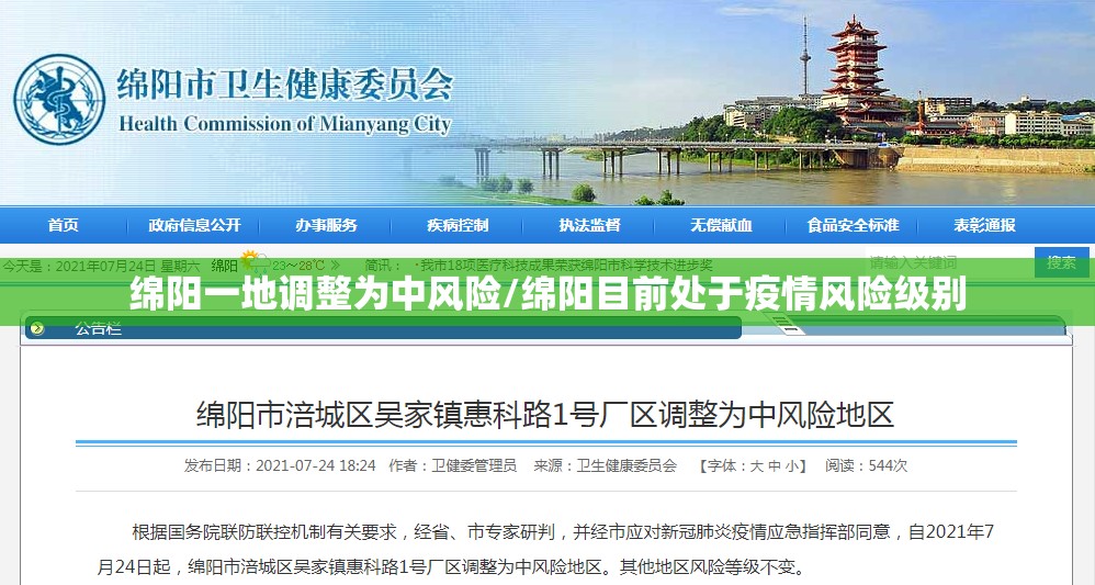 绵阳一地调整为中风险/绵阳目前处于疫情风险级别