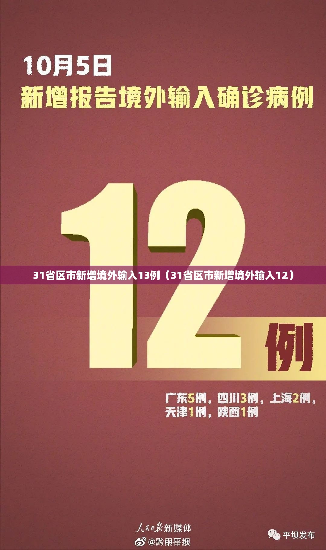 31省区市新增境外输入13例（31省区市新增境外输入12）