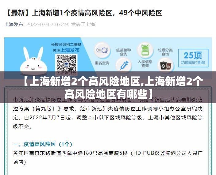 【上海新增2个高风险地区,上海新增2个高风险地区有哪些】