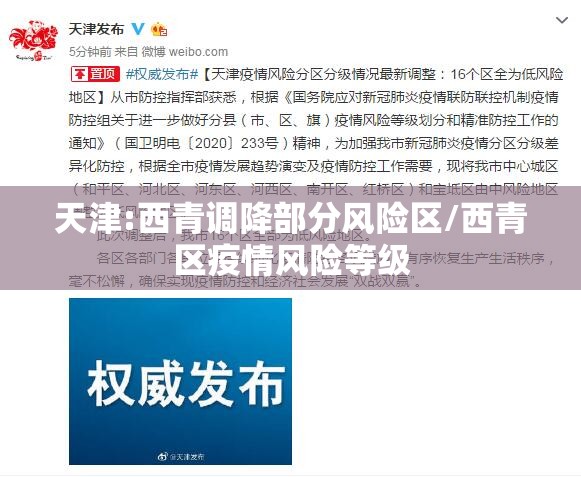 天津:西青调降部分风险区/西青区疫情风险等级