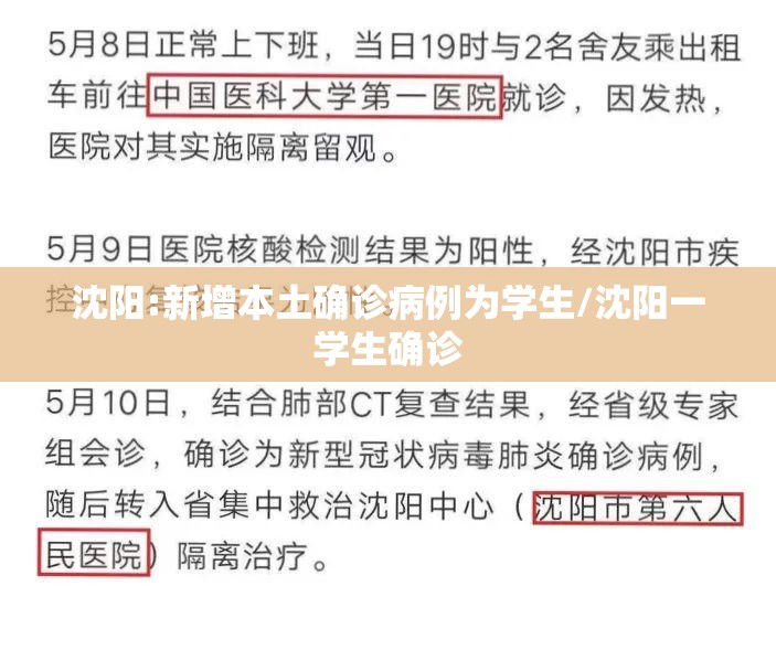 沈阳:新增本土确诊病例为学生/沈阳一学生确诊