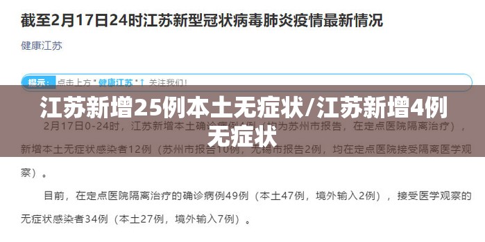 江苏新增25例本土无症状/江苏新增4例无症状 江苏新增25例本土无症状/江苏新增4例无症状