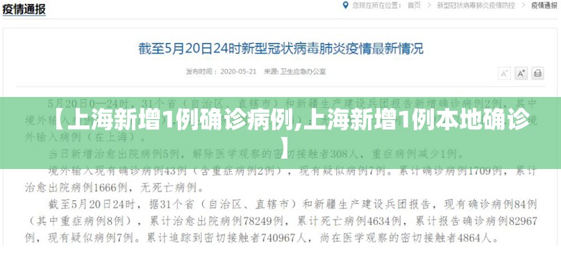 【上海新增1例确诊病例,上海新增1例本地确诊】 【上海新增1例确诊病例,上海新增1例本地确诊】