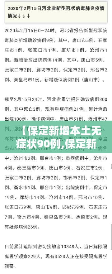 【保定新增本土无症状90例,保定新增确诊1例】