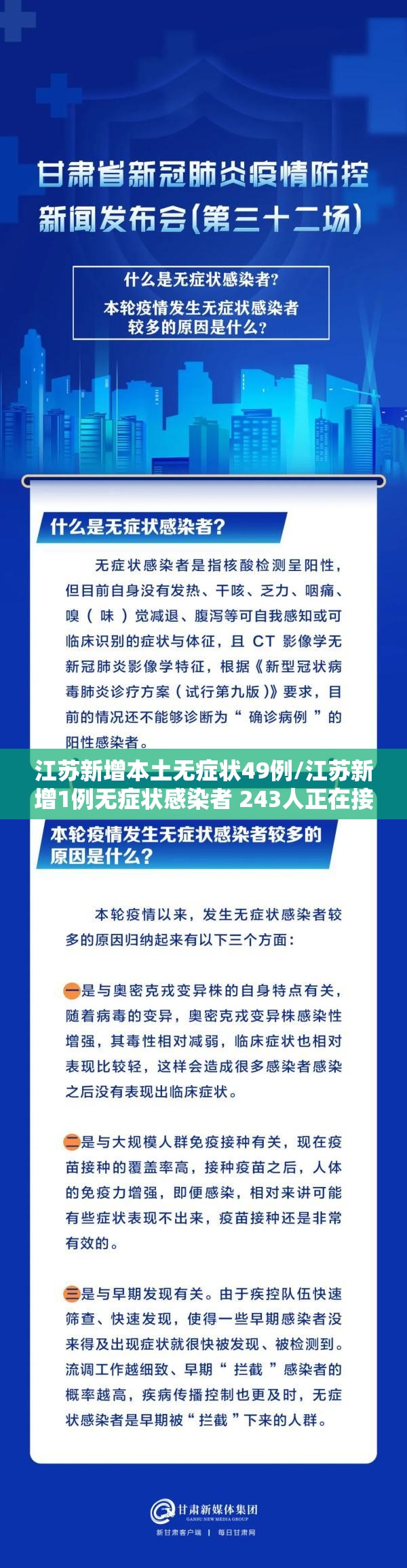 江苏新增本土无症状49例/江苏新增1例无症状感染者 243人正在接受医学观察 江苏新增本土无症状49例/江苏新增1例无症状感染者 243人正在接受医学观察