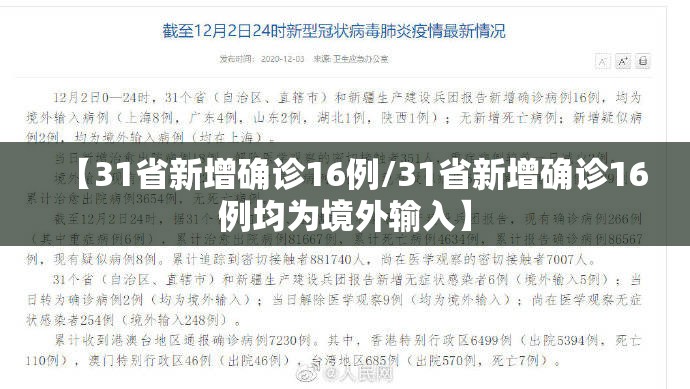 【31省新增确诊16例/31省新增确诊16例均为境外输入】 【31省新增确诊16例/31省新增确诊16例均为境外输入】