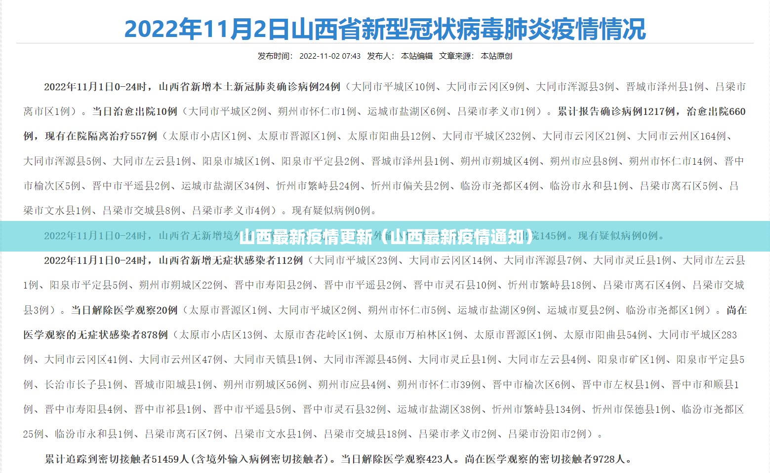 山西最新疫情更新（山西最新疫情通知）