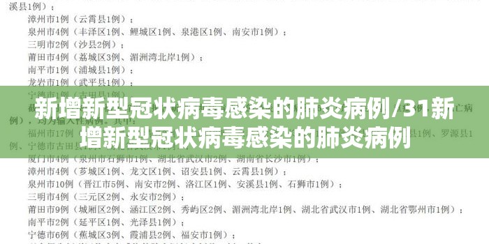 新增新型冠状病毒感染的肺炎病例/31新增新型冠状病毒感染的肺炎病例 新增新型冠状病毒感染的肺炎病例/31新增新型冠状病毒感染的肺炎病例