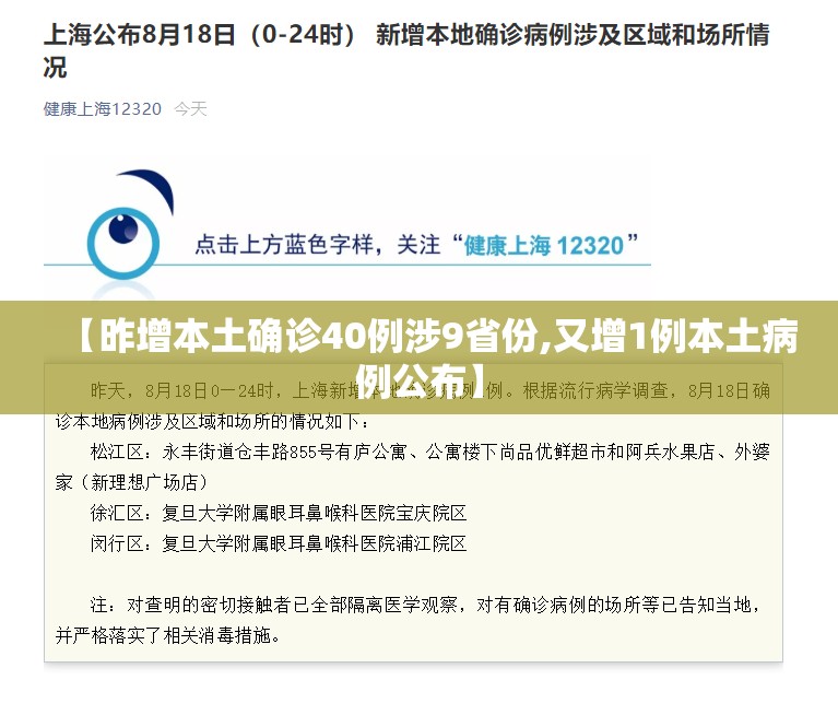【昨增本土确诊40例涉9省份,又增1例本土病例公布】 【昨增本土确诊40例涉9省份,又增1例本土病例公布】