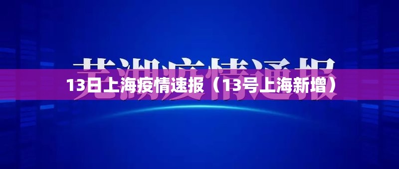 13日上海疫情速报(13号上海新增) 13日上海疫情速报(13号上海新增)