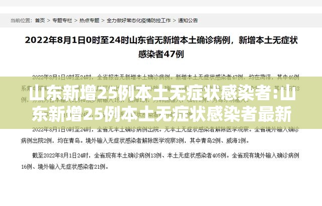 山东新增25例本土无症状感染者:山东新增25例本土无症状感染者最新消息 山东新增25例本土无症状感染者:山东新增25例本土无症状感染者最新消息