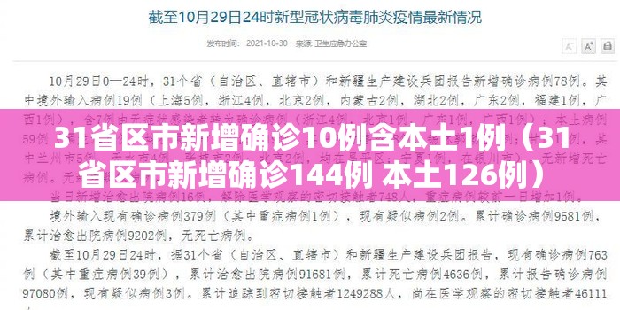 31省区市新增确诊10例含本土1例（31省区市新增确诊144例 本土126例）