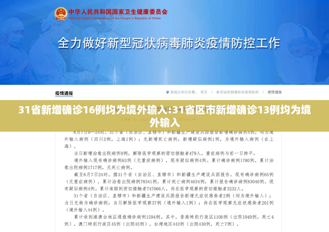 31省新增确诊16例均为境外输入:31省区市新增确诊13例均为境外输入 31省新增确诊16例均为境外输入:31省区市新增确诊13例均为境外输入