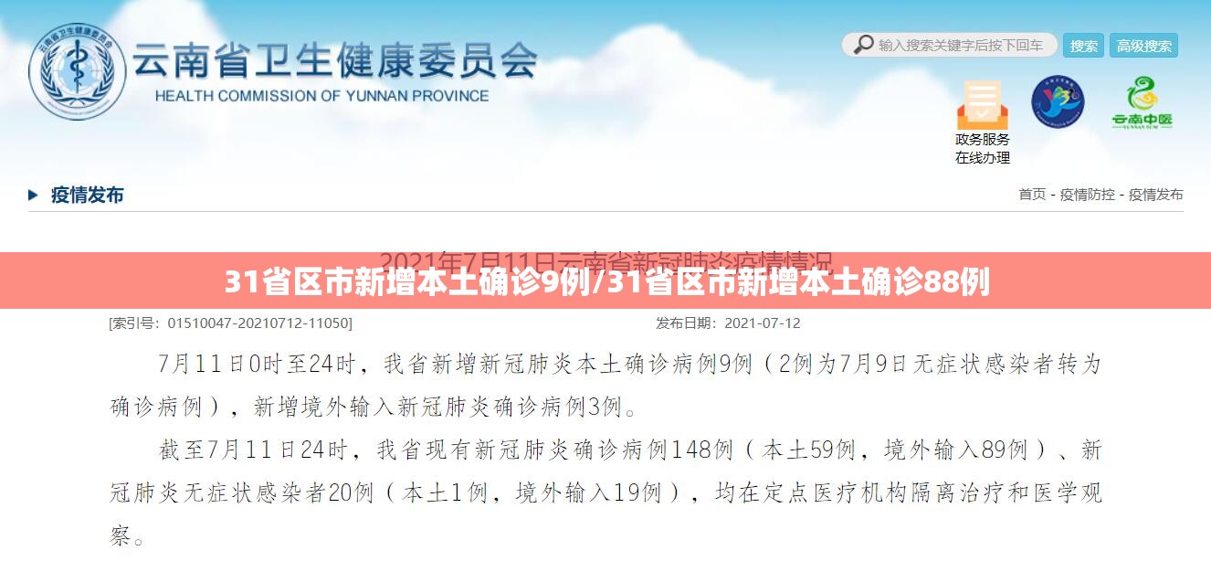 31省区市新增本土确诊9例/31省区市新增本土确诊88例 31省区市新增本土确诊9例/31省区市新增本土确诊88例