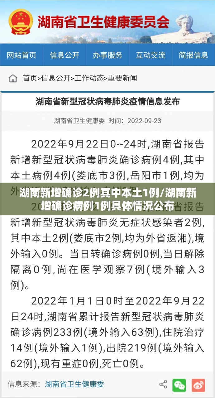 湖南新增确诊2例其中本土1例/湖南新增确诊病例1例具体情况公布 湖南新增确诊2例其中本土1例/湖南新增确诊病例1例具体情况公布