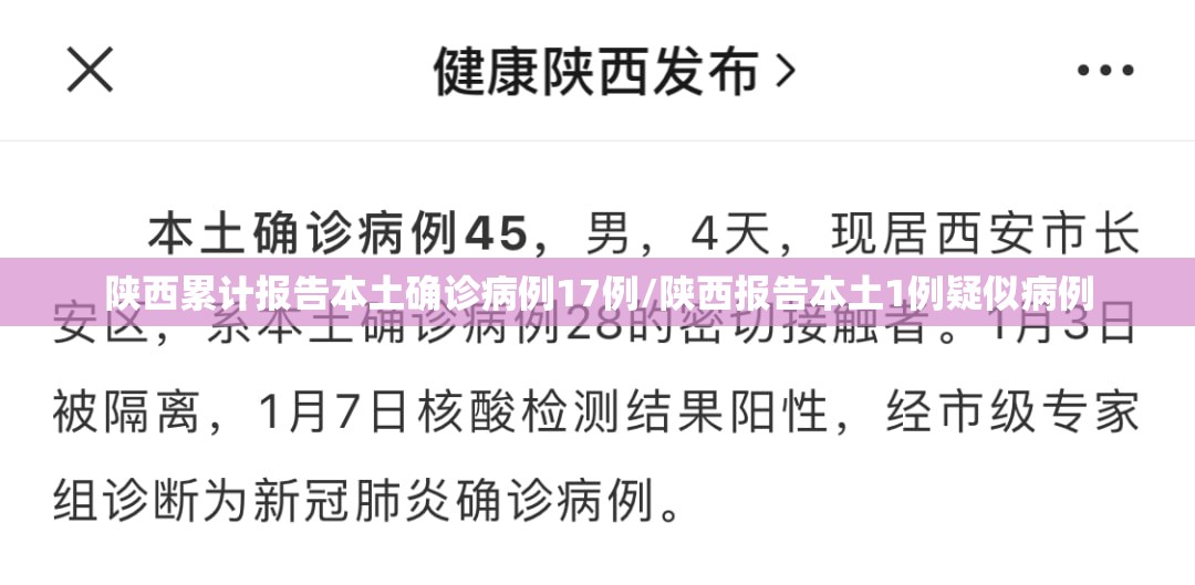 陕西累计报告本土确诊病例17例/陕西报告本土1例疑似病例 陕西累计报告本土确诊病例17例/陕西报告本土1例疑似病例