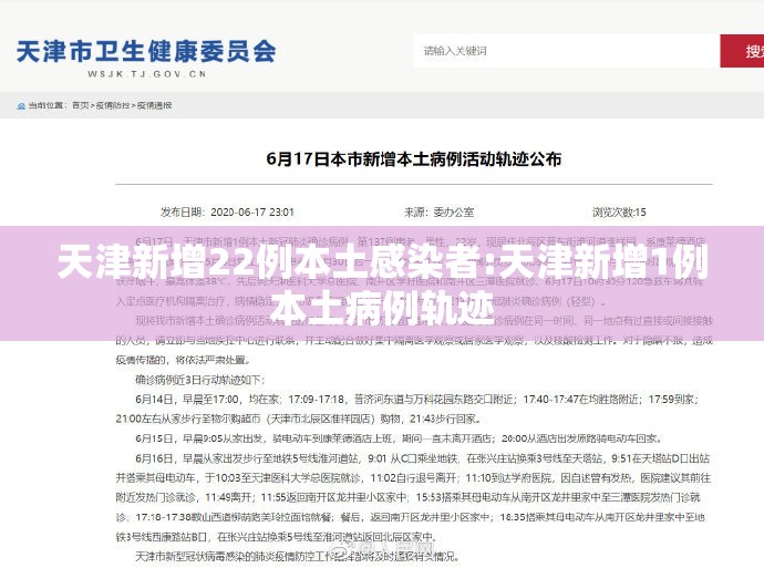 天津新增22例本土感染者:天津新增1例本土病例轨迹 天津新增22例本土感染者:天津新增1例本土病例轨迹
