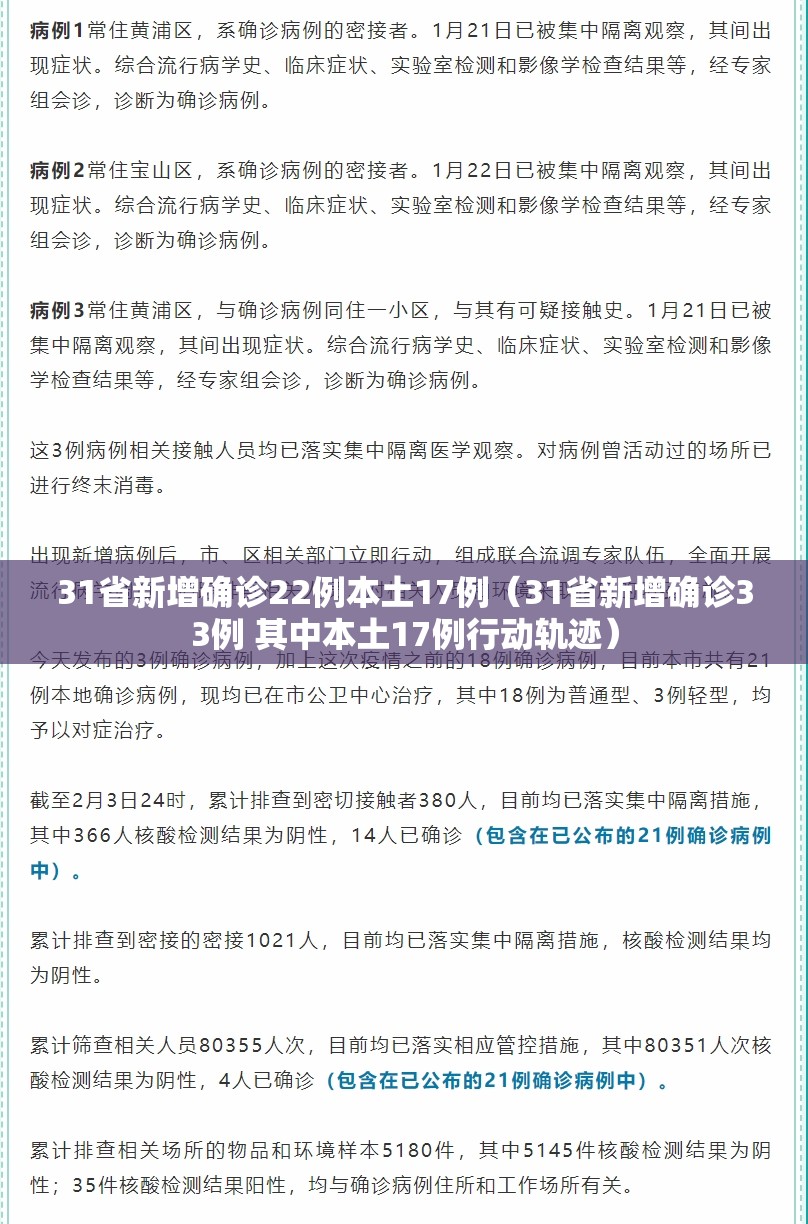 31省新增确诊22例本土17例（31省新增确诊33例 其中本土17例行动轨迹）