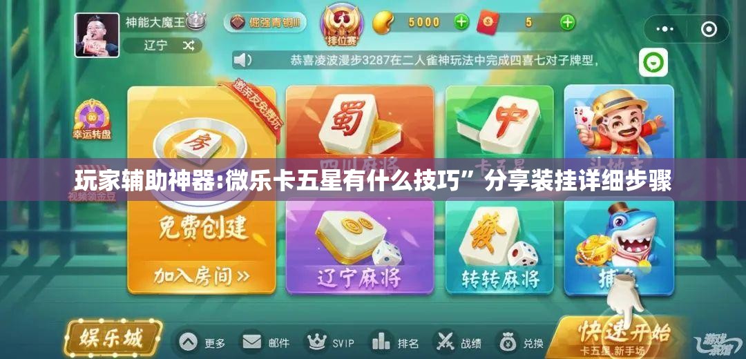 玩家辅助神器:微乐卡五星有什么技巧”分享装挂详细步骤